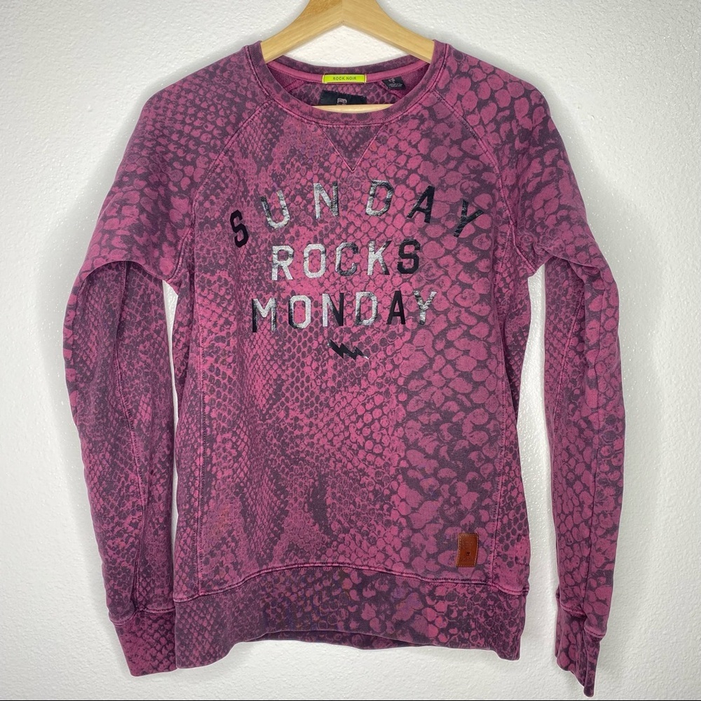 Scotch & Soda Sunday Rocks Monday Purple Snake Print Sweater Sweatshirt Womens S